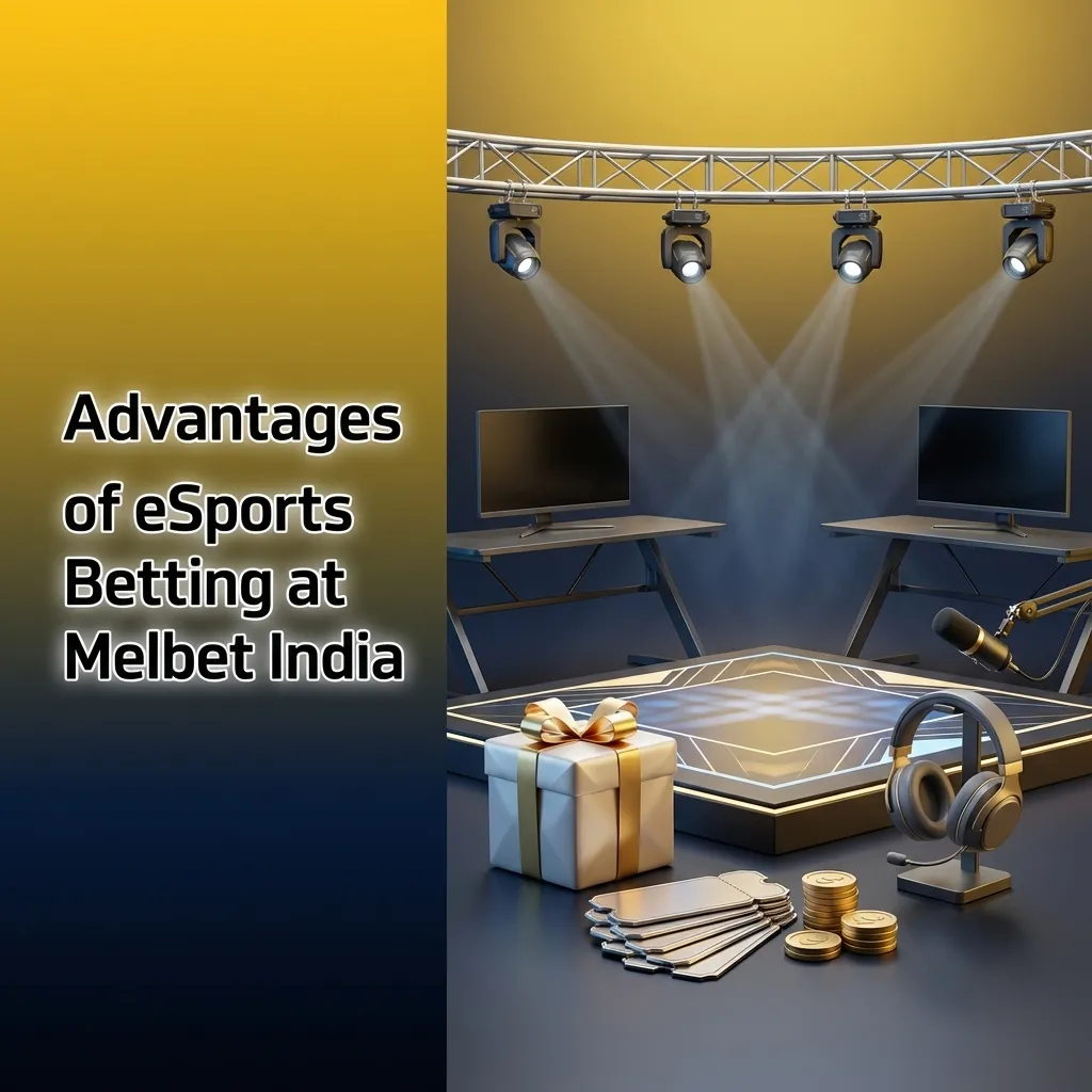 Infographic showing Melbet India esports betting perks: odds, Indian payments, 24/7 support, mobile app, and bonuses.