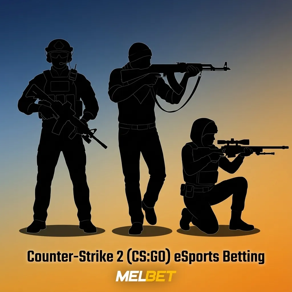 Counter-Strike 2 esports betting graphic with teams facing off and logos of major CS:GO tournaments and betting markets