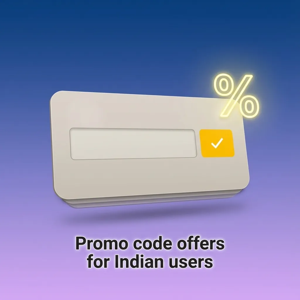 Illustration showing Indian user entering promo code on registration form to claim welcome and sports betting bonuses