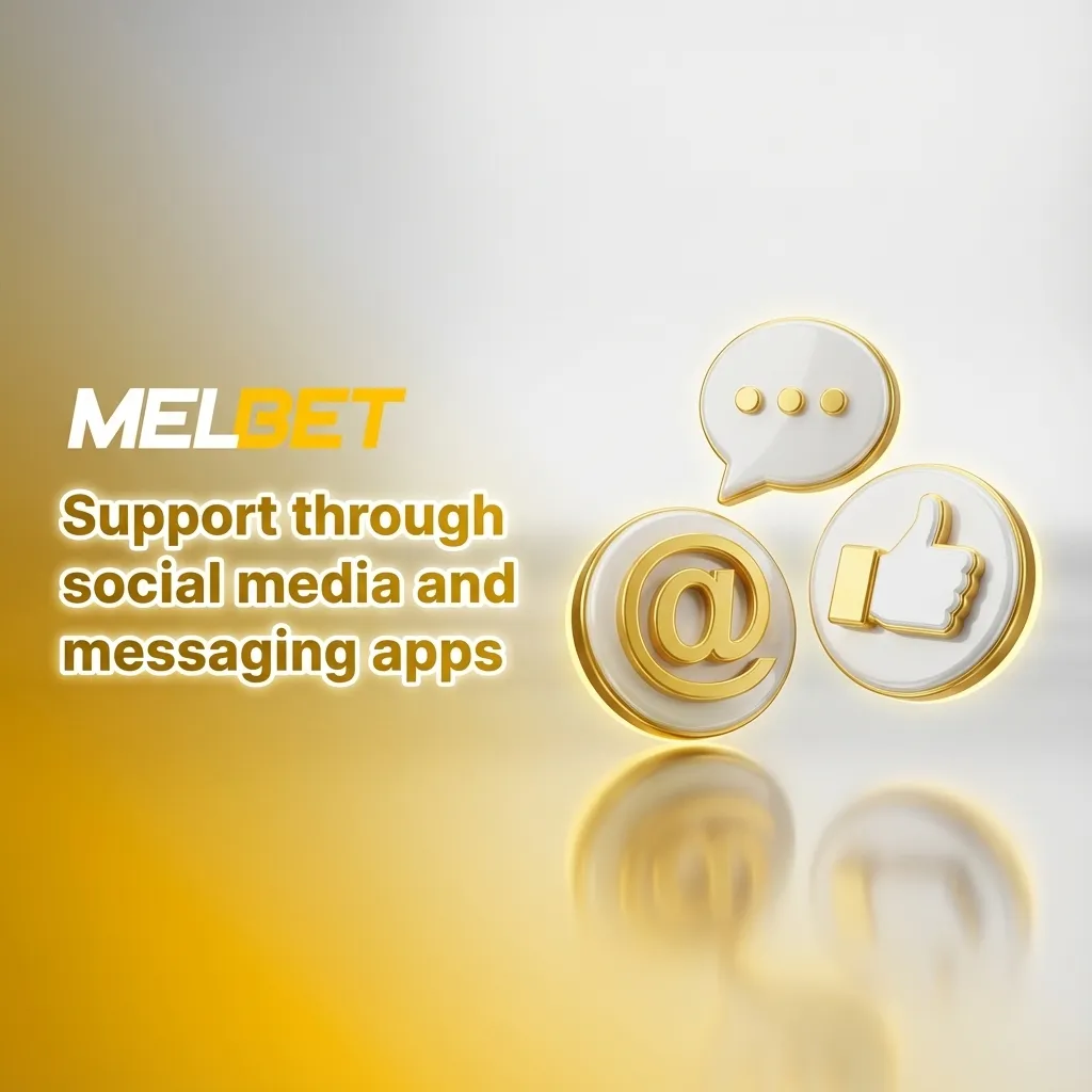 Illustration of a user messaging Melbet India support on social media apps, with icons and chat bubbles on a smartphone screen
