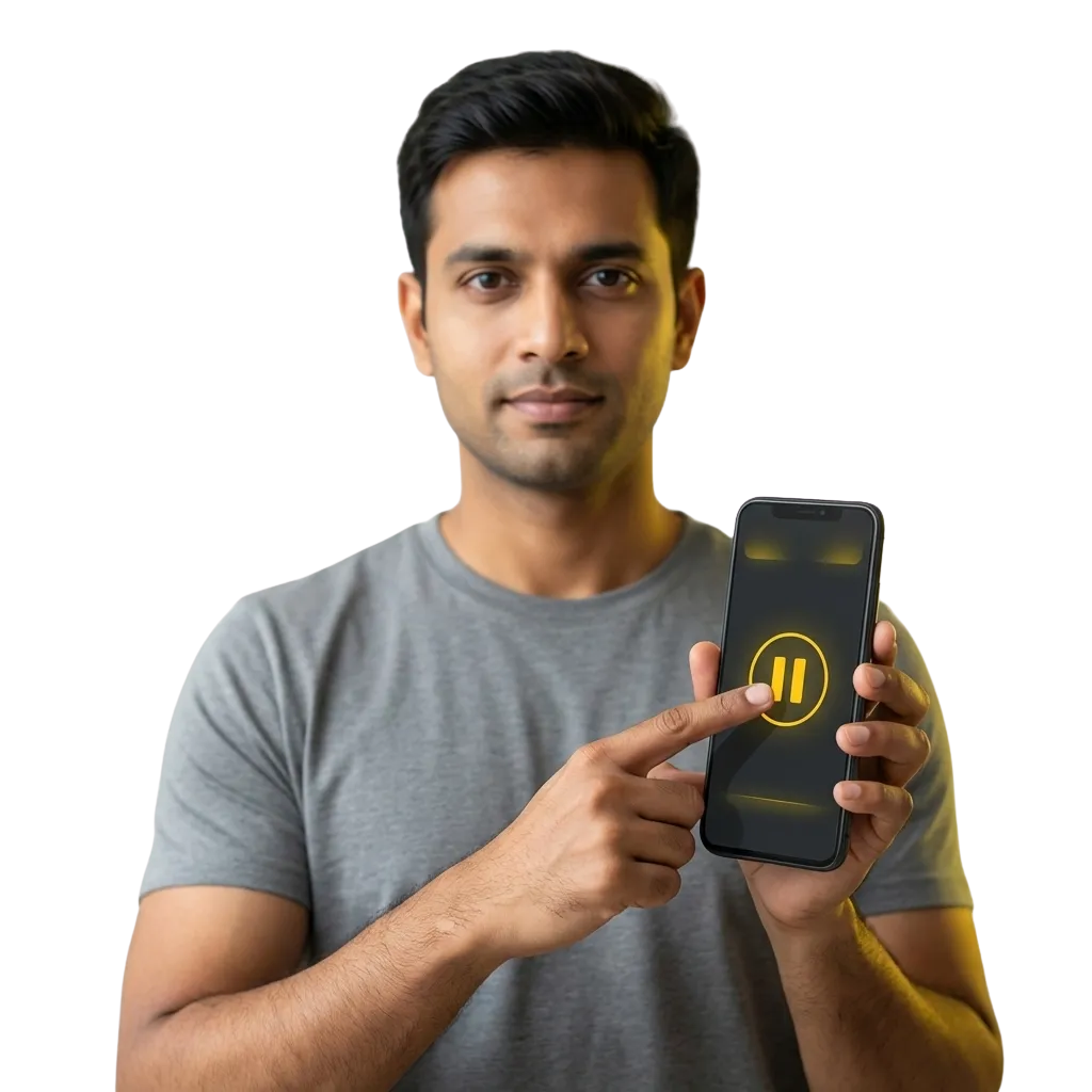 Illustration of a user setting play limits on Melbet India with responsible gambling icons and safety messages