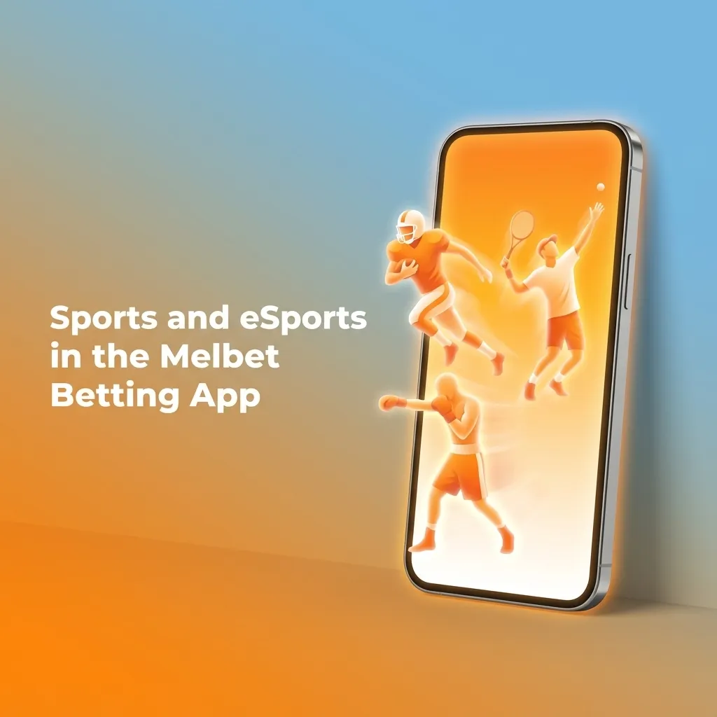 Melbet betting app interface showing sports and esports options, live odds, and match tracking on a smartphone screen