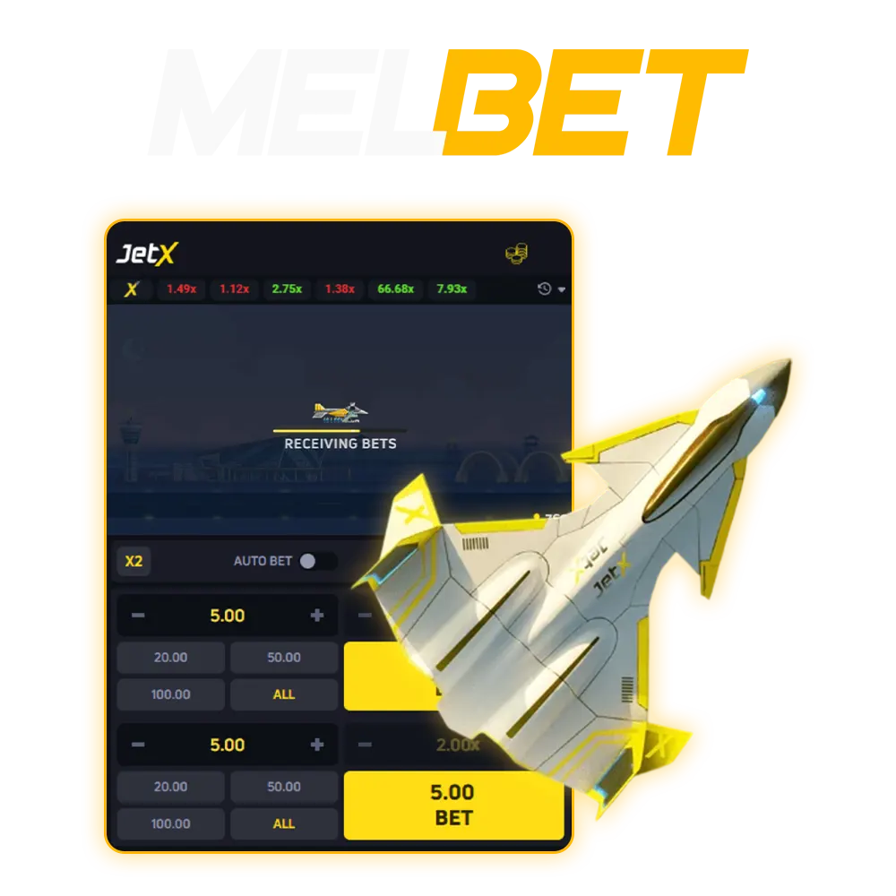 Try the JetX game at MelBet Casino.