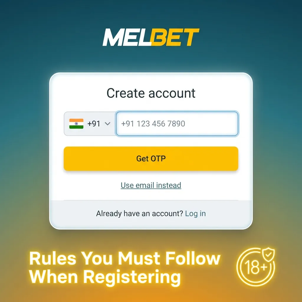 Registration rules for Indian betting platform showing age, identity verification, and compliance requirements.