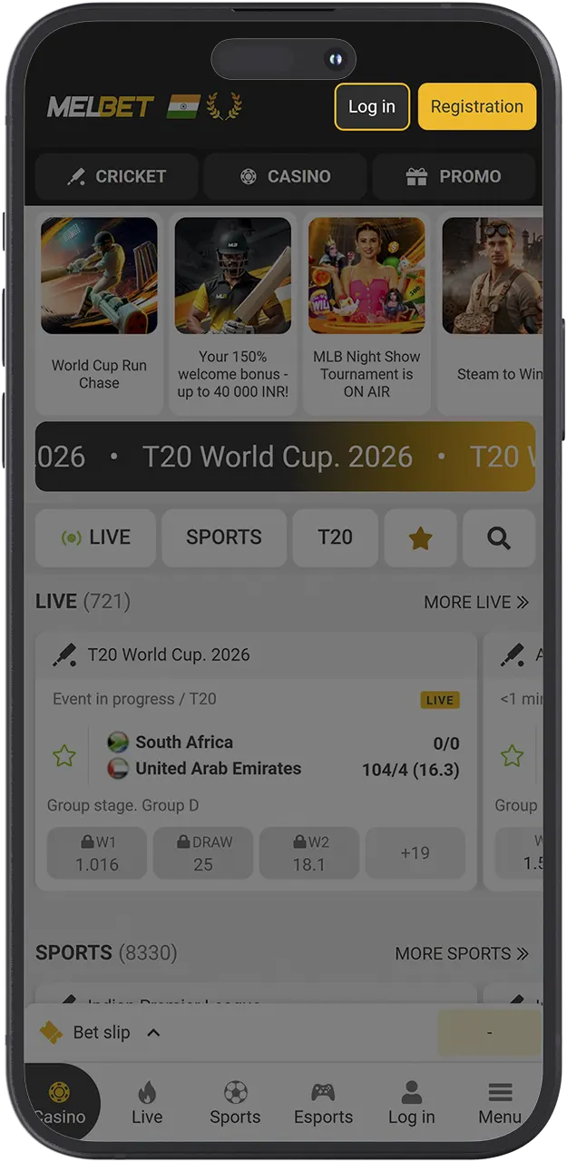 Use the MelBet app for iOS to register and claim your first deposit bonus.
