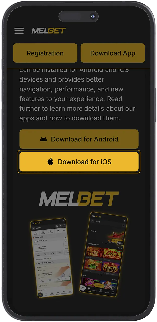 Follow the link to download the MelBet app.
