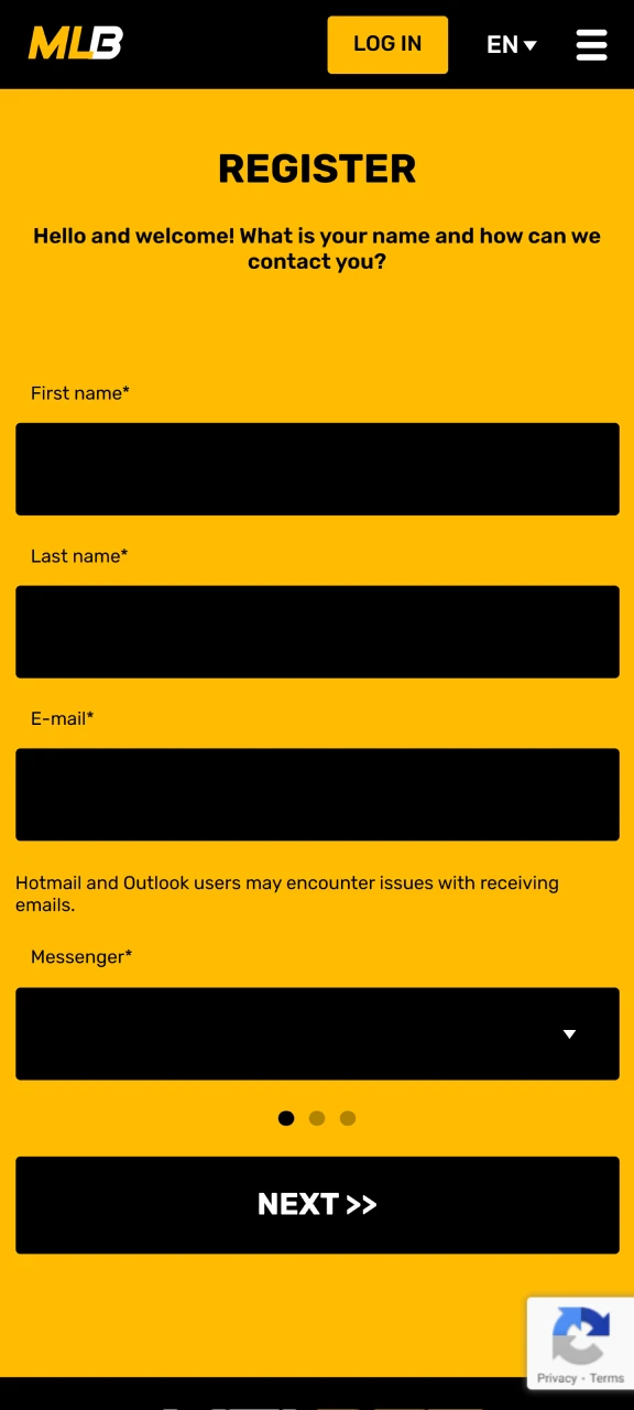 Add your key info to register at the MelBet affiliate program.