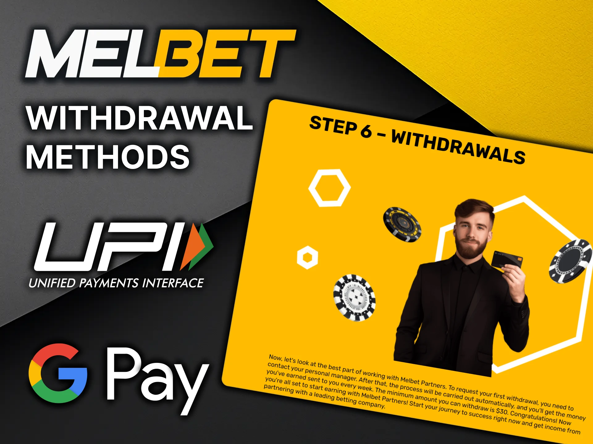 Learn how to withdraw money from your MelBet affiliate profile.