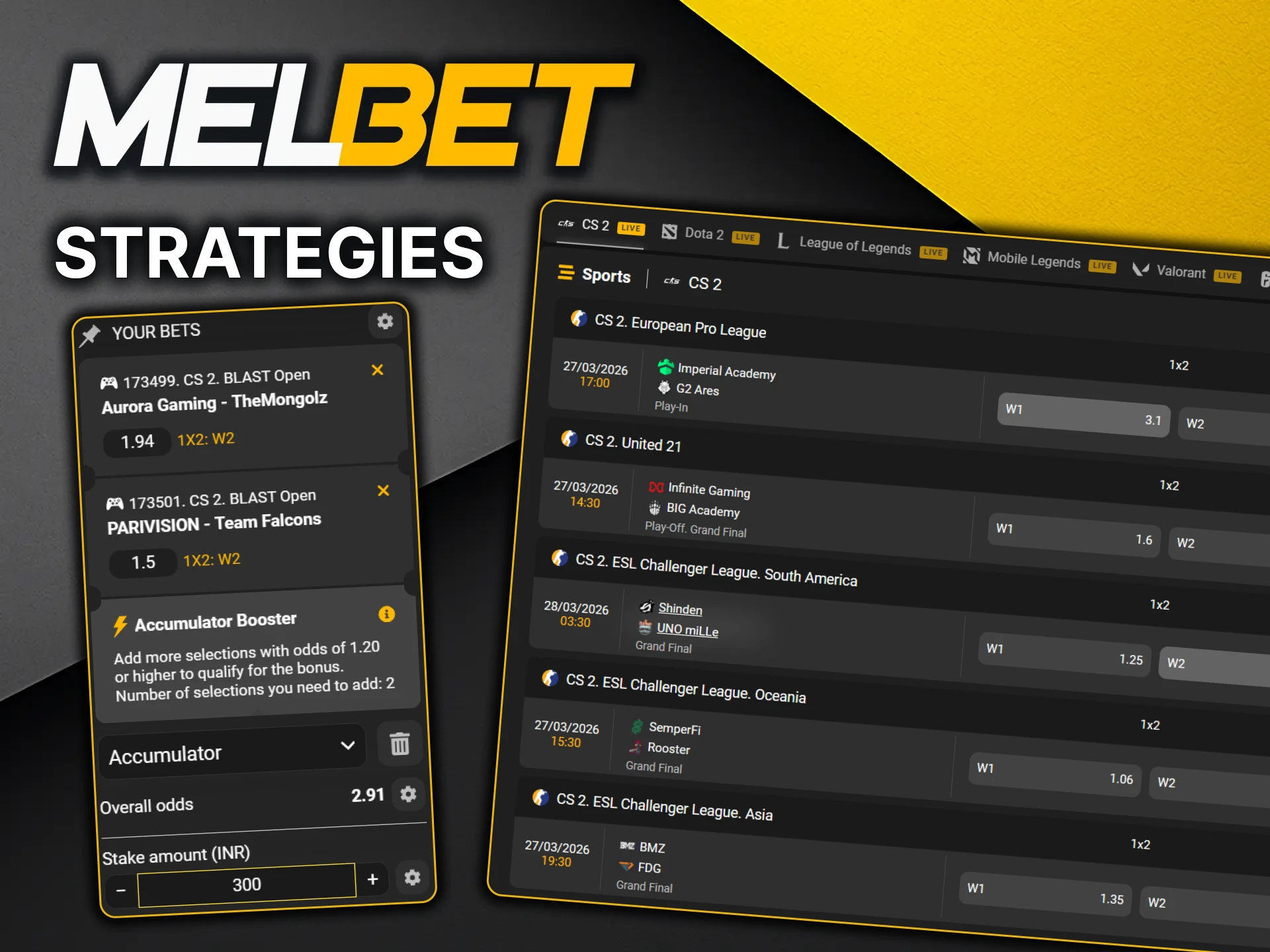 Learn eSports betting strategies and try them out at MelBet.