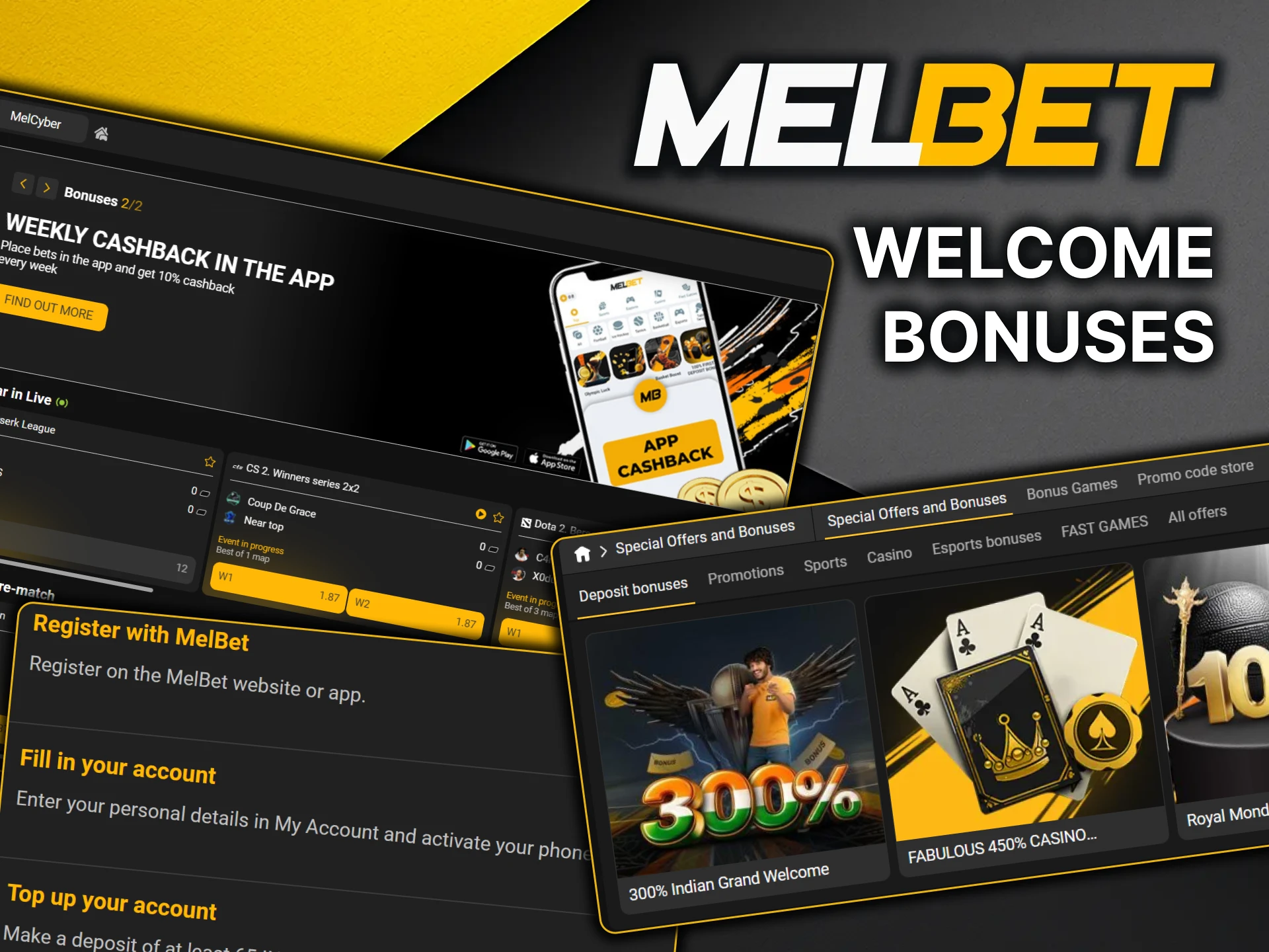 There is a welcome bonus for betting on eSports that you can receive from MelBet.