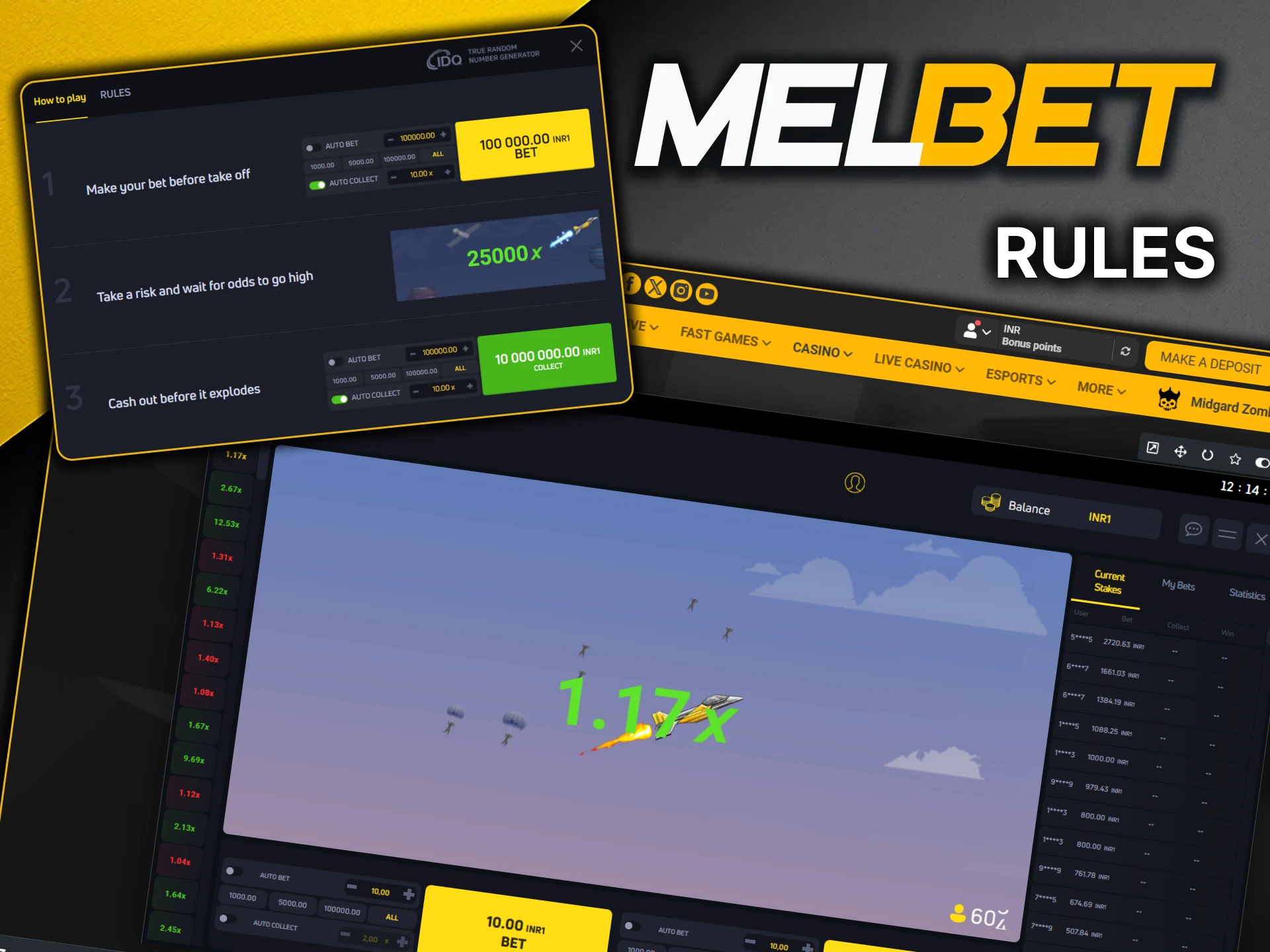 Read the rules of JetX at MelBet casino.